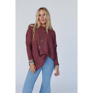Rosemary Contrast Long Sleeve Top - Mauve